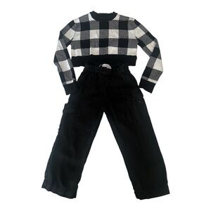 Zara Linen pants and Tahari Plaid Sweater bundle